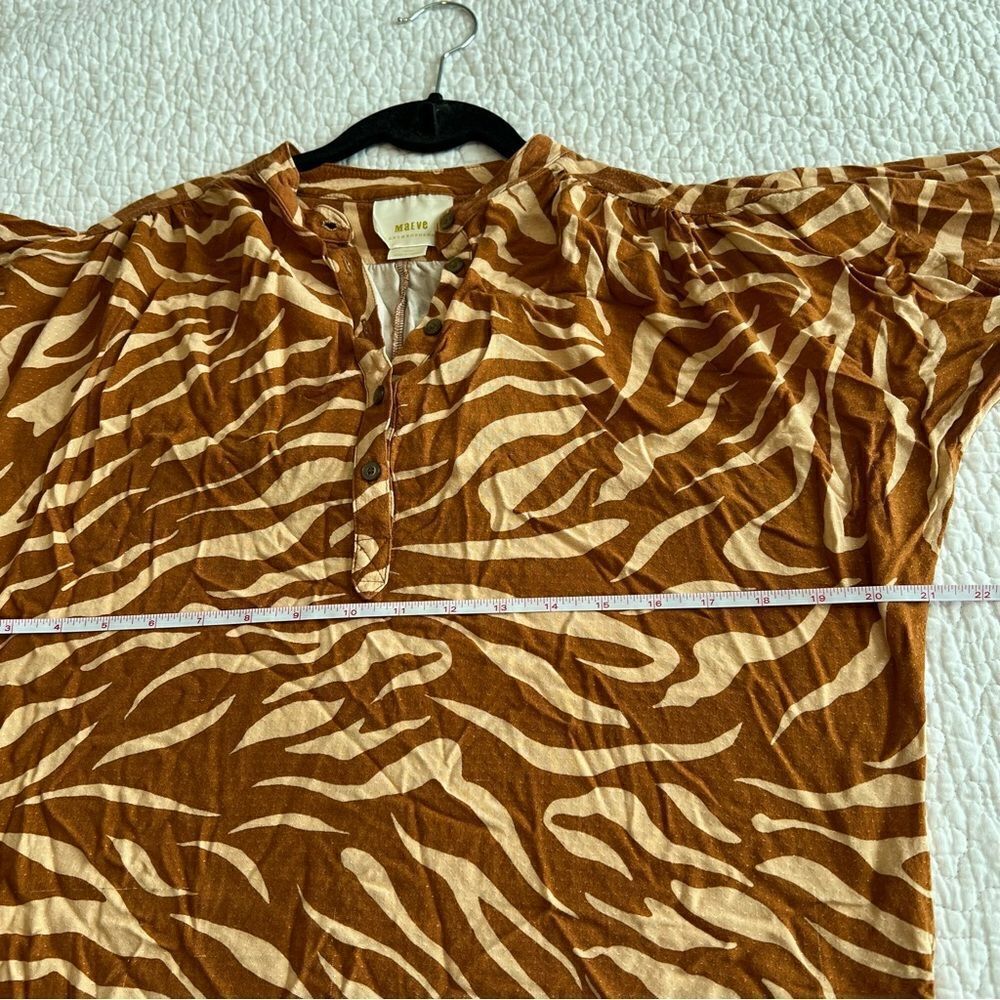 ✨ Anthropologie Maeve Windham‎ Tiger Striped Henley Top Small - Picture 13 of 14